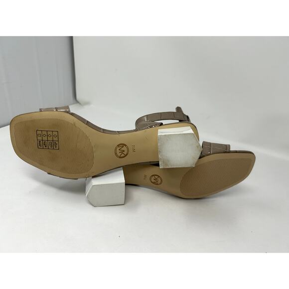 Michael Kors Womens Petra Mid Sandals Shoes Truffle Embossed Leather Size 7.5 M - Picture 6 of 7